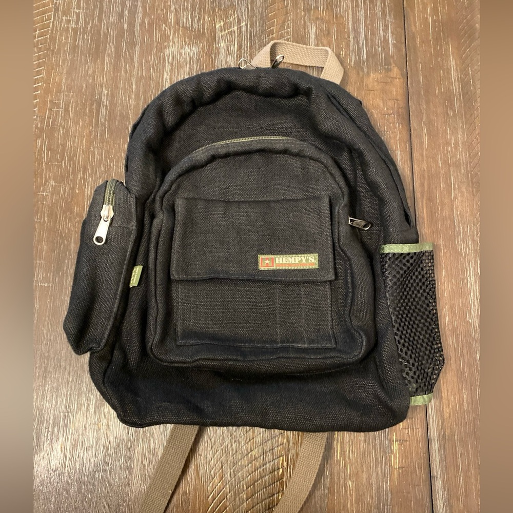 Hempy's Black And Olive Green Backpack Made In USA 100% Hemp Thick